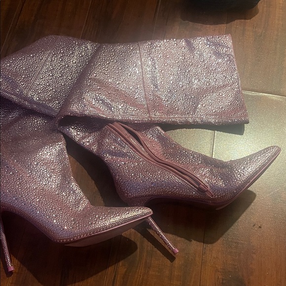 Pink Rhinestone Stiletto Boots - Picture 3 of 4